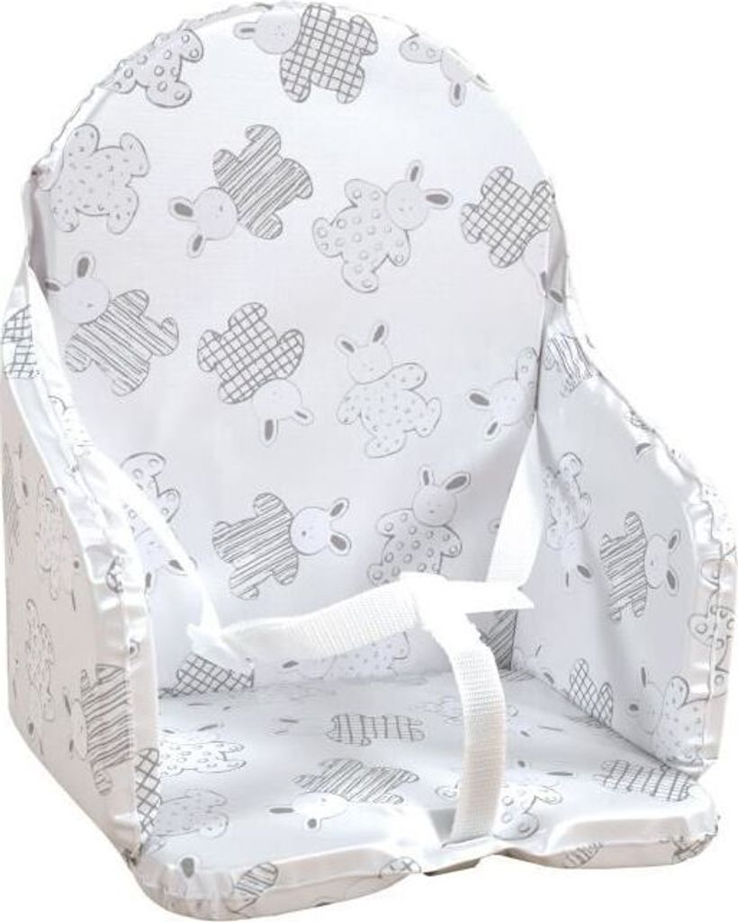 Hochstuhl Kissen, PVC Wasserdicht, Gurte, Hasenpyjama Design, Hergestellt in Frankreich, 6 Monate bis 15 kg
