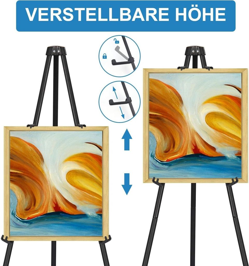 170cm Faltstaffelei Schwarz - Stabile Staffelei Für Hochzeitsschilder & Kunstausstellungen