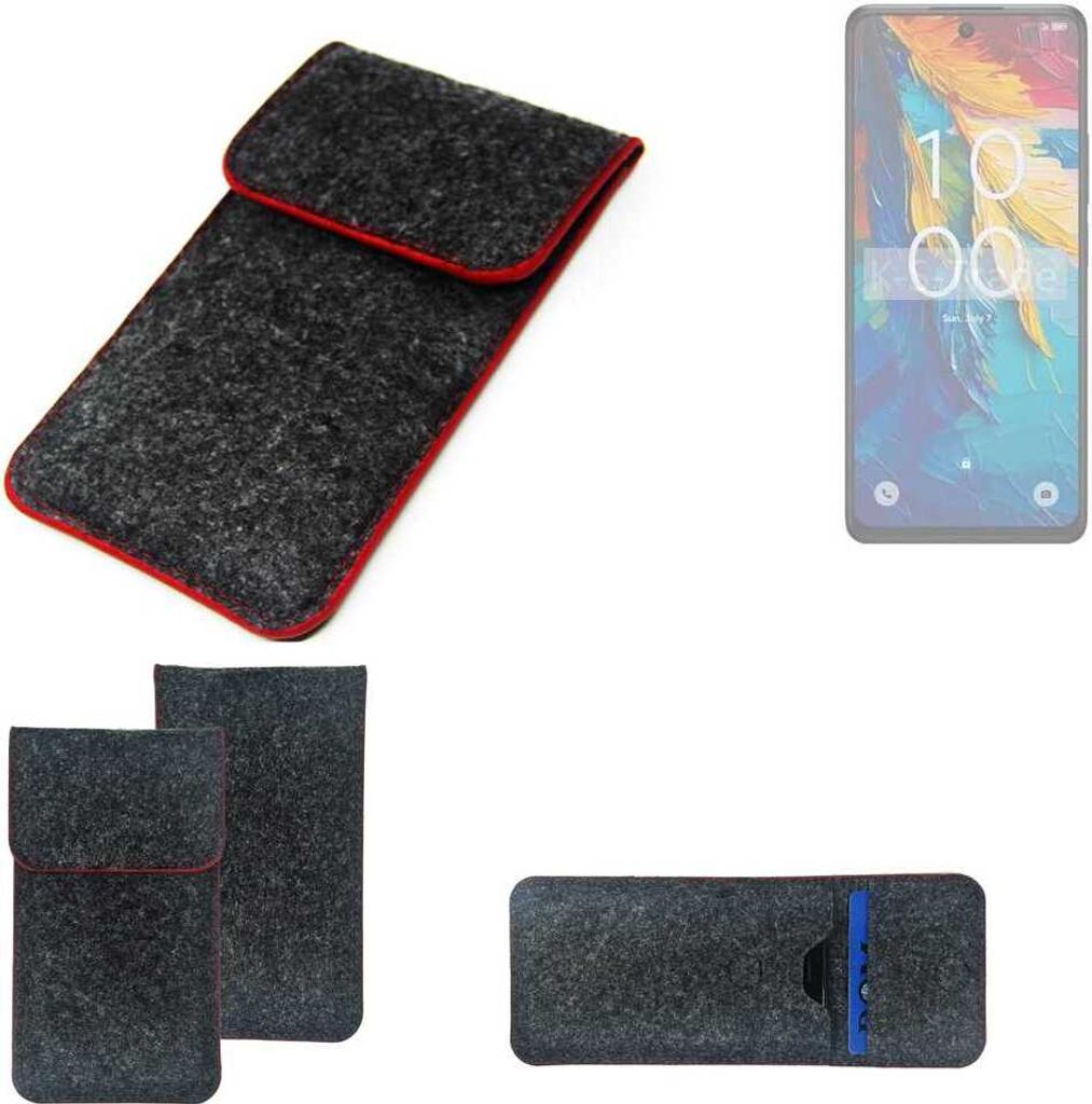 K-S-Trade Handy Schutz Hülle kompatibel mit TCL 50 Pro NXTPAPER 5G Schutzhülle Handyhülle Filztasche Pouch Tasche Case Sleeve Filzhülle dunkelgrau