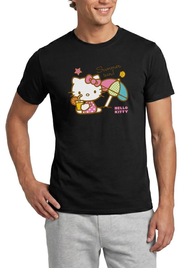 Spreadshirt Hello Kitty Am Strand Summer Sun Männer T-Shirt, 3XL, Schwarz