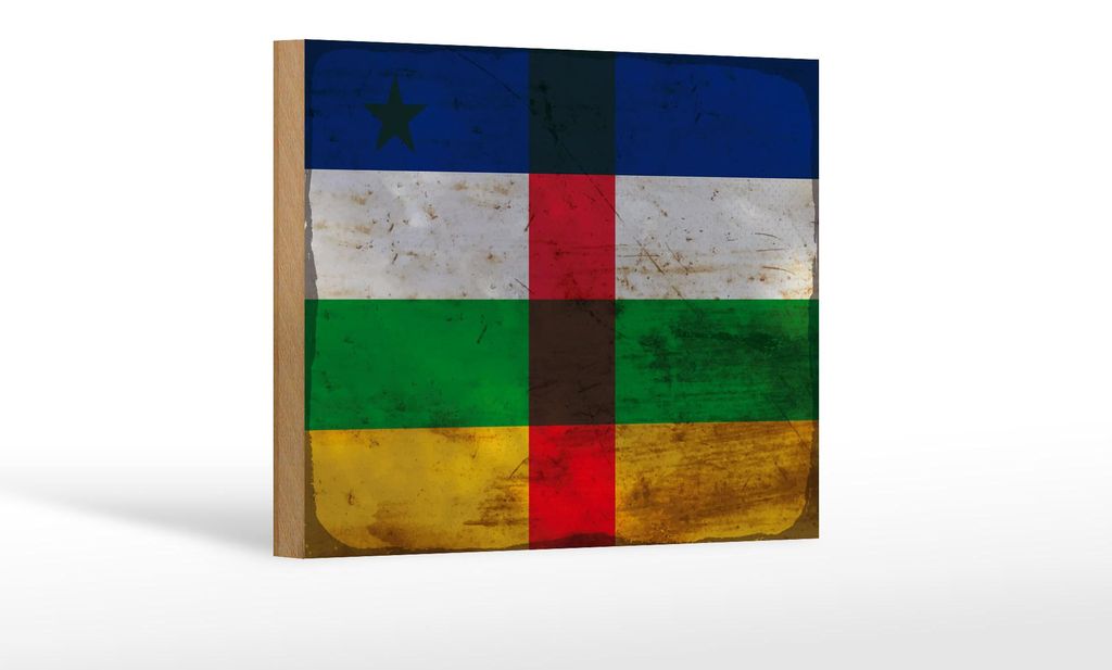 Holzschild Flagge Zentralafrikanischen Republik 18x12cm Rost