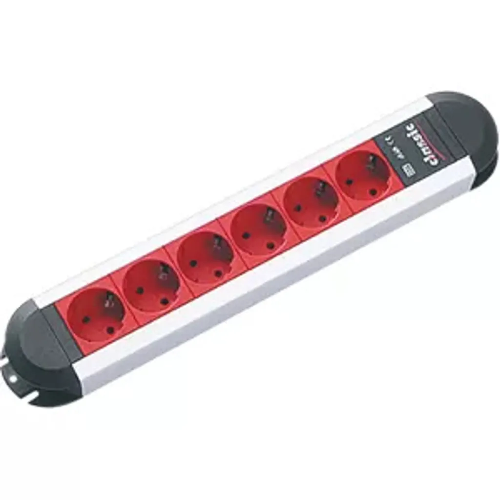 Bloc Multiprise 6 Prises Bachmann PRIMO Rouge EDV Cordon 2m Haute Qualité
