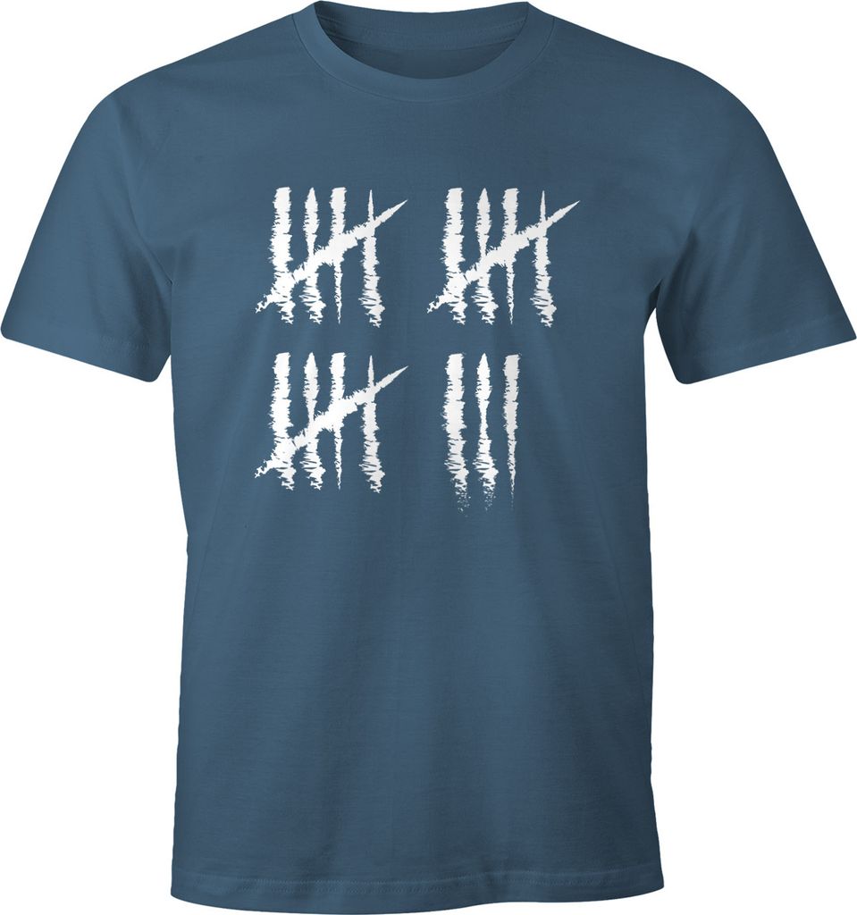 Herren T-Shirt 18 Geburtstag Strichliste Striche Jubiläum Jahrgang Geschenk Alter Fun-Shirt Moonworks denim XL