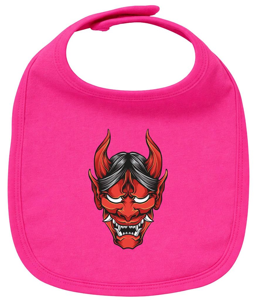 Huuraa Baby Lätzchen Oni Yōkai Japanische Mythologie Cherry Pink Klettverschluss Baumwolle Latz Geschenkidee