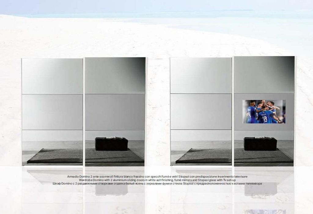 Spiegelschrank Kleiderschrank Schwebetüren Schränke Holz Design Modern Schrank
