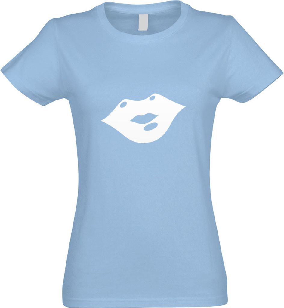 Kiwistar - T-Shirt tailliert - Damen - himmelblau - Kussmund - mit Motiv Bedruckt - Funshirt Design - Sport - Freizeit - Damen - M