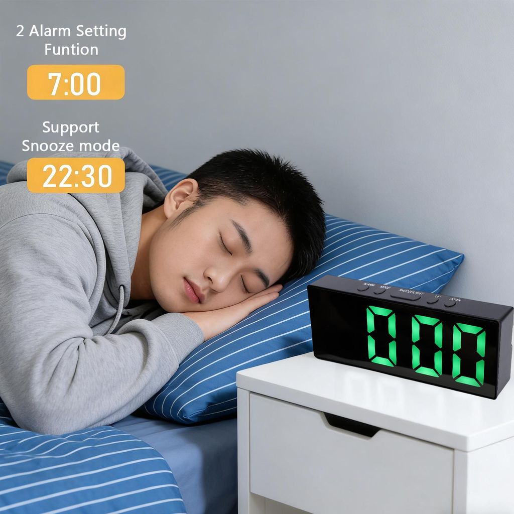 LED-Spiegelwecker Digitaluhr mit 6,25-Zoll-Display Batterie-Backup Einstellbare Helligkeit Zwei Weckzeiten Schlummerfunktion für Schlafzimmer und ...