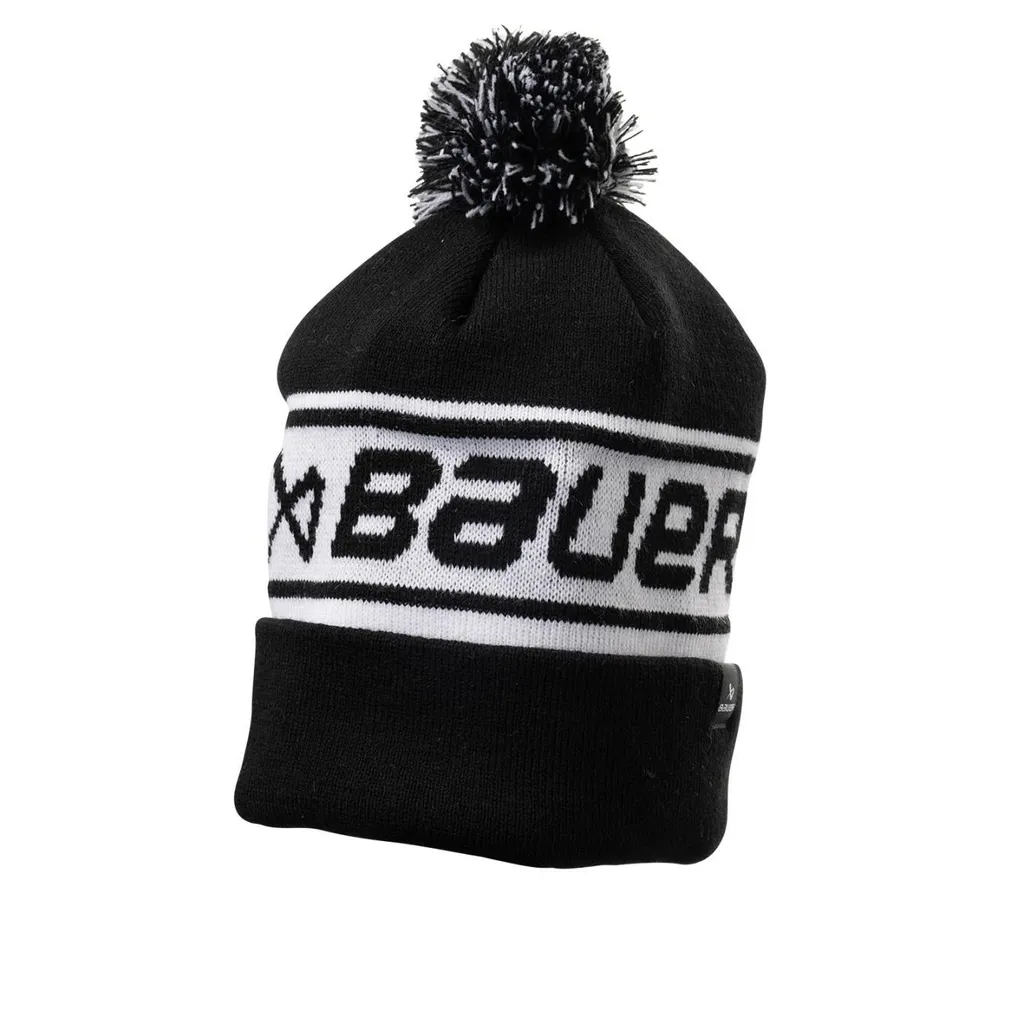 Bonnet noir Bauer Team Ripped Pom Knit - Protection contre le froid vif