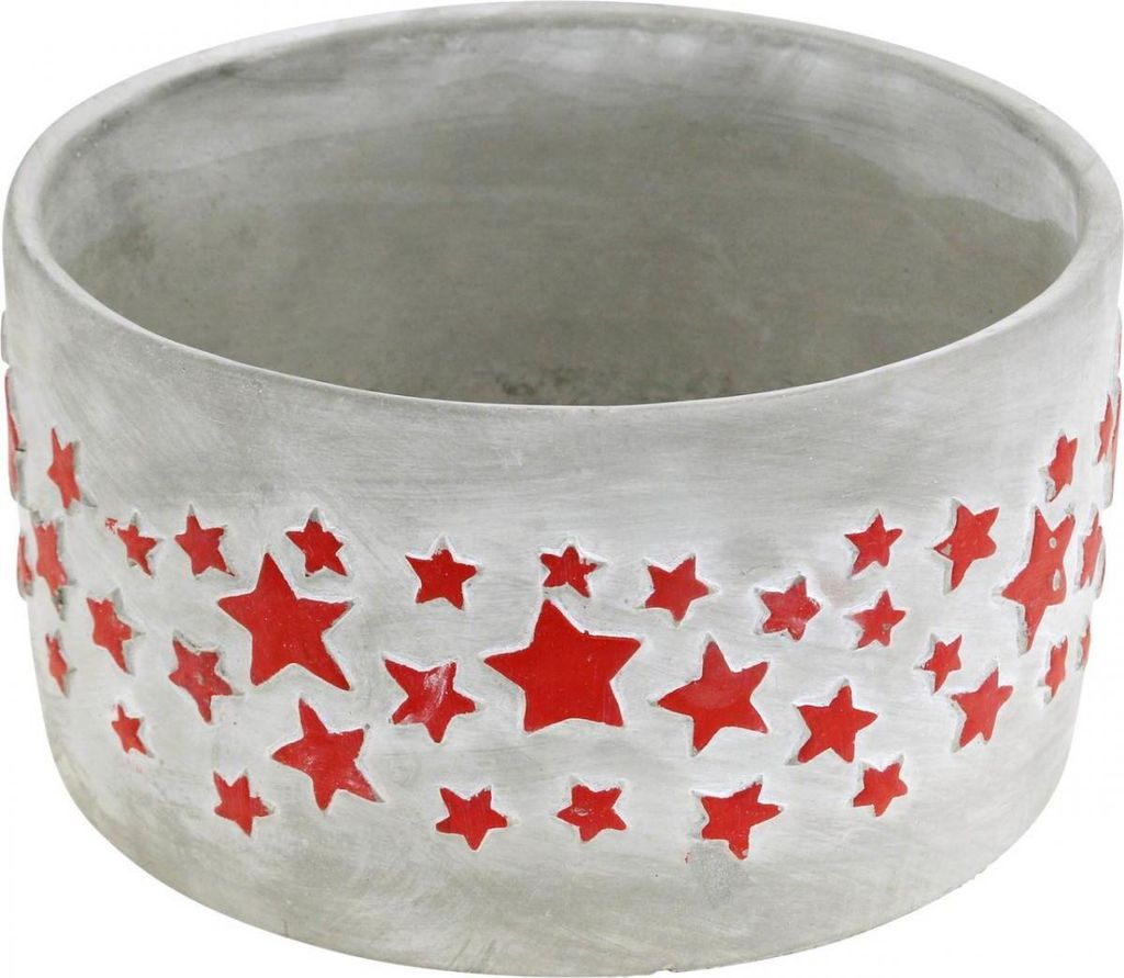 Pflanzschale Adventsdeko Übertopf Beton Sterne Ø20cm H11cm