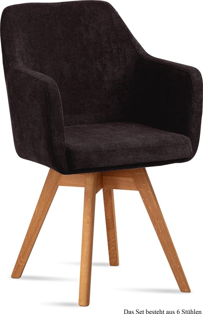 Armlehnstuhl drehbar (6er-Set) Dorry 57x87x60 Eiche geölt/Espresso