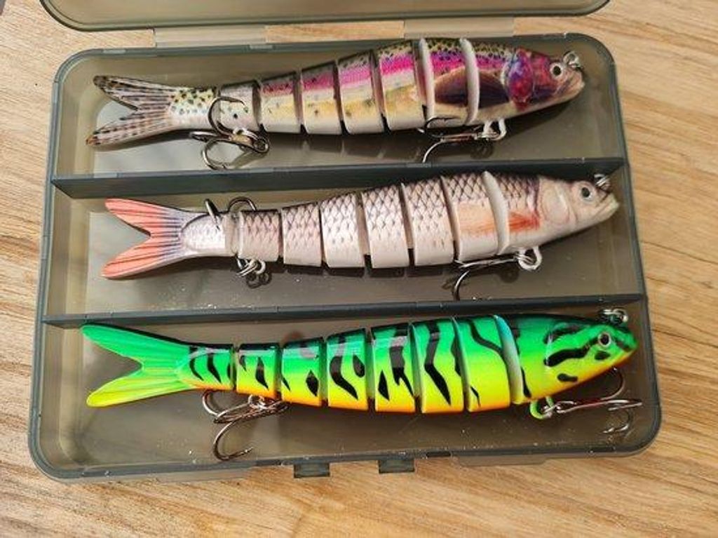 Fischwurfset aus Kunststoff, 14 cm lang, 28 Gramm, 3 Stück, 2 Angelhaken.
