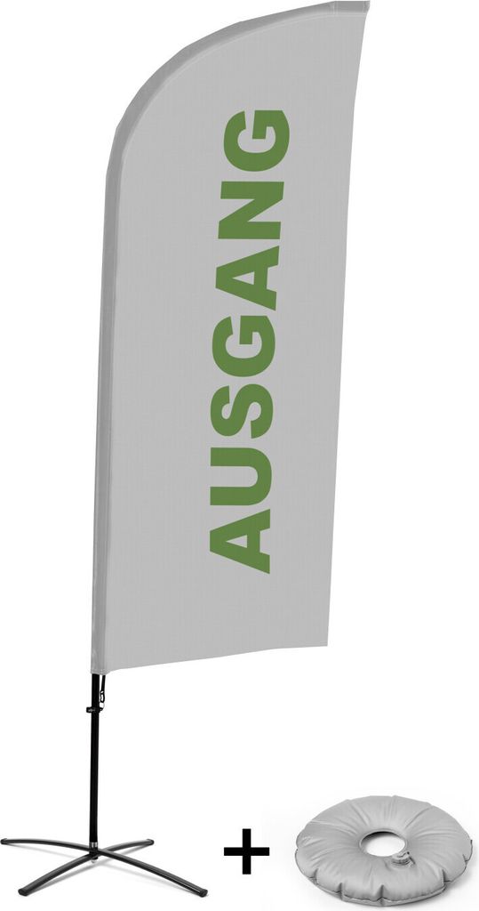 Showdown Displays Beachflag - Komplett-Set - Exit - Deutsch - Grau - Kreuzständer - Alu