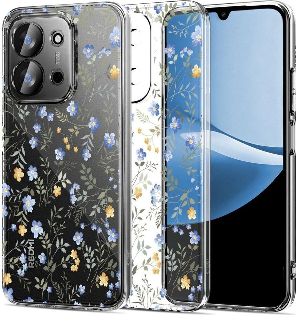 Tech Protect FlexAir Handyhülle kompatibel mit Xiaomi Poco C85 173 mm Gänseblümchen weiß transparent