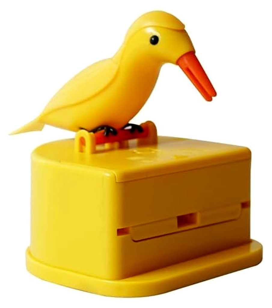 Gelber Specht Zahnstocherspender, niedlicher Vogel-Zahnstocherspender, Vogel-Form, automatische Boxen, Neuheit, automatischer Halter für Familien,...