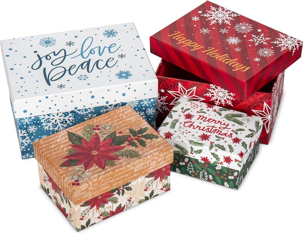 Geschenkdoosjes mit Deckel - Set von 4 - Runde Kartonboxen - Aufbewahrungsboxen - Schmuckbox - Geburtstagsgeschenk - Muttertagsgeschenk.