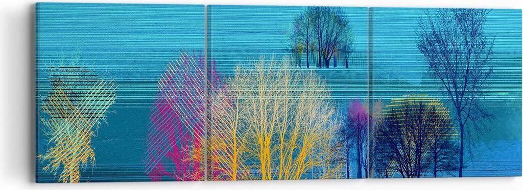 Bild auf Leinwand - Leinwandbild - Bäume Wiese Sommer - 90x30cm - Wand Bild - Wanddeko - Wandbilder - Leinwanddruck - Bilder - Kunstdruck - Wandde...