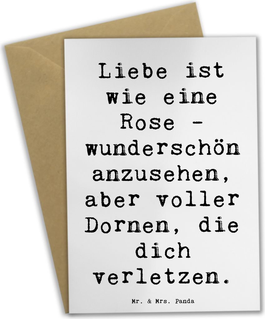 Mr. & Mrs. Panda Glückwunschkarte Spruch Rose Herzschmerz - Weiß - Geschenk, Liebesabenteuer, Stimmung, einladungskarten, Klappkarte, Empfindunge...