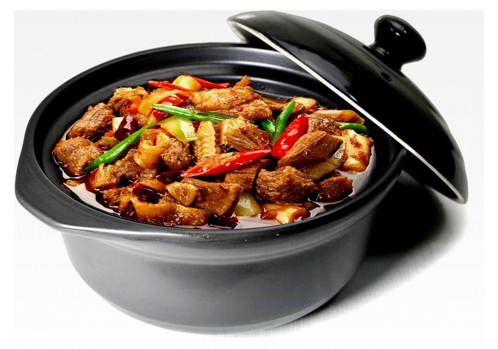 Kasserolle, Tontopf, hitzebeständig, Keramikschüsseln, mit Deckel, für Kochen und Suppe, Schwarz, 1,8 l