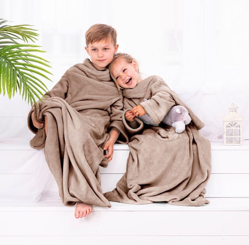 Ärmeldecke Lazykids für Kinder - Kuscheldecke mit Ärmeln, Farbe:Beige