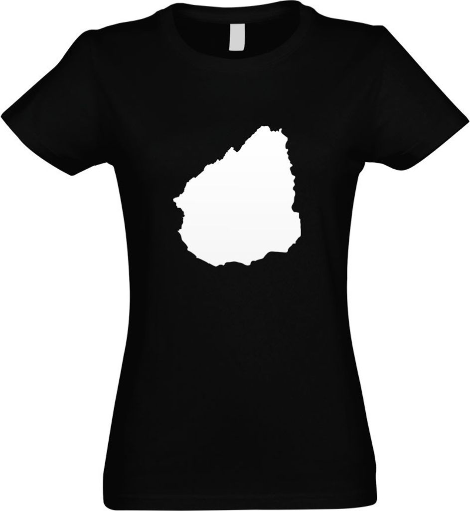Kiwistar - T-Shirt tailliert - Damen - schwarz - Uruguay Umriss Kontur - mit Motiv Bedruckt - Funshirt Design - Sport - Freizeit - Damen - M