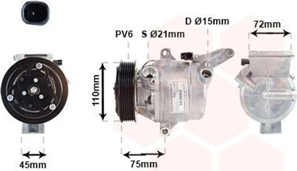 Compresseur de climatisation VAN WEZEL 2701K705 pour Mazda CX-3 et 2