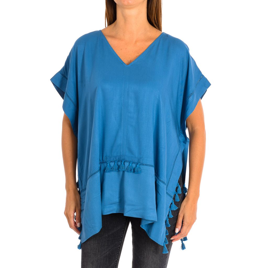 Karl Marc John Lockerer Poncho mit V-Ausschnitt-Quasten Produktbild 