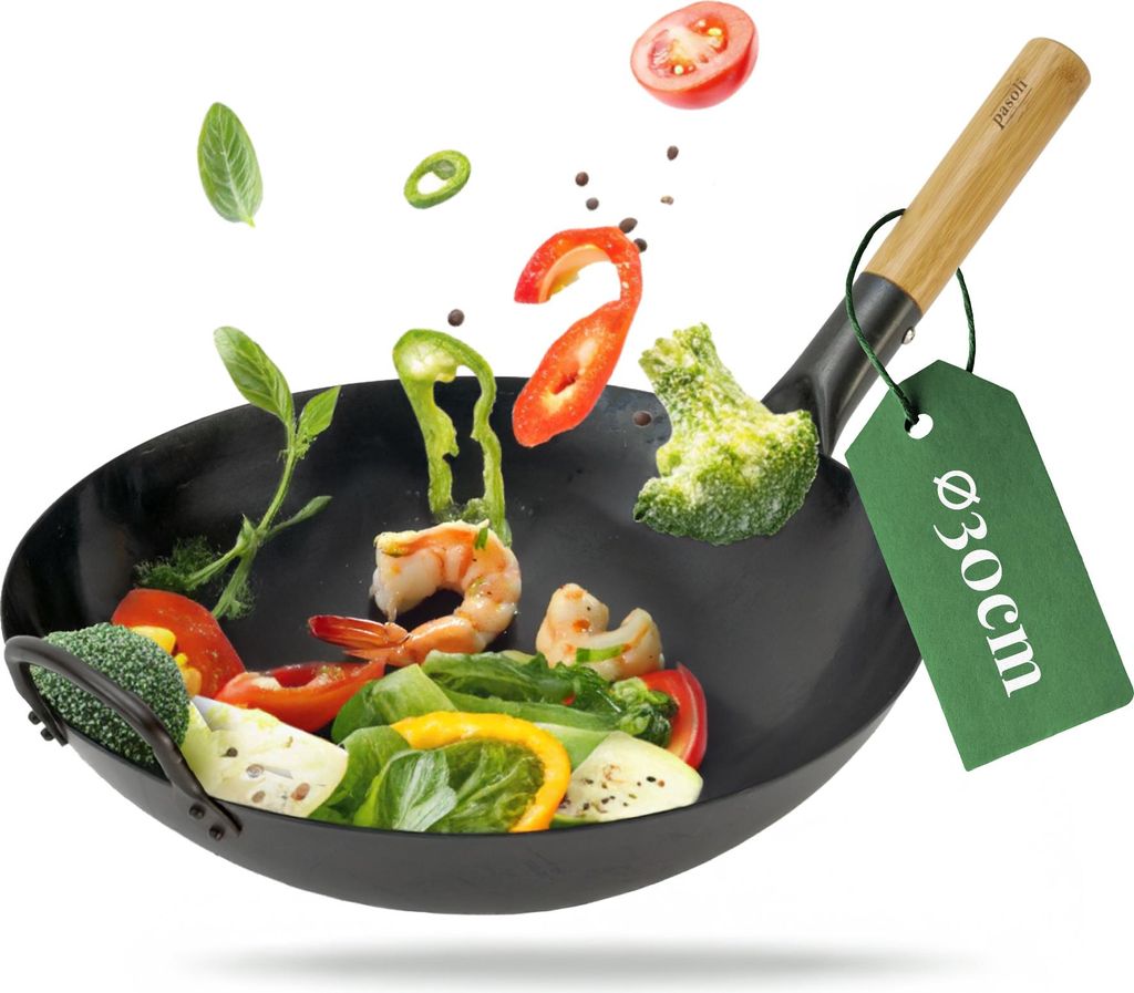 Unser runder eingebrannter pasoli Wok 30cm, Produktbild 