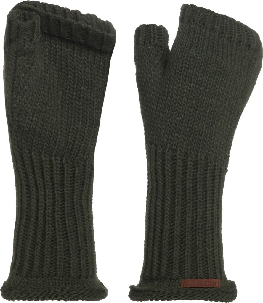 Knit Factory Cleo Handstulpen - Khaki - One Size