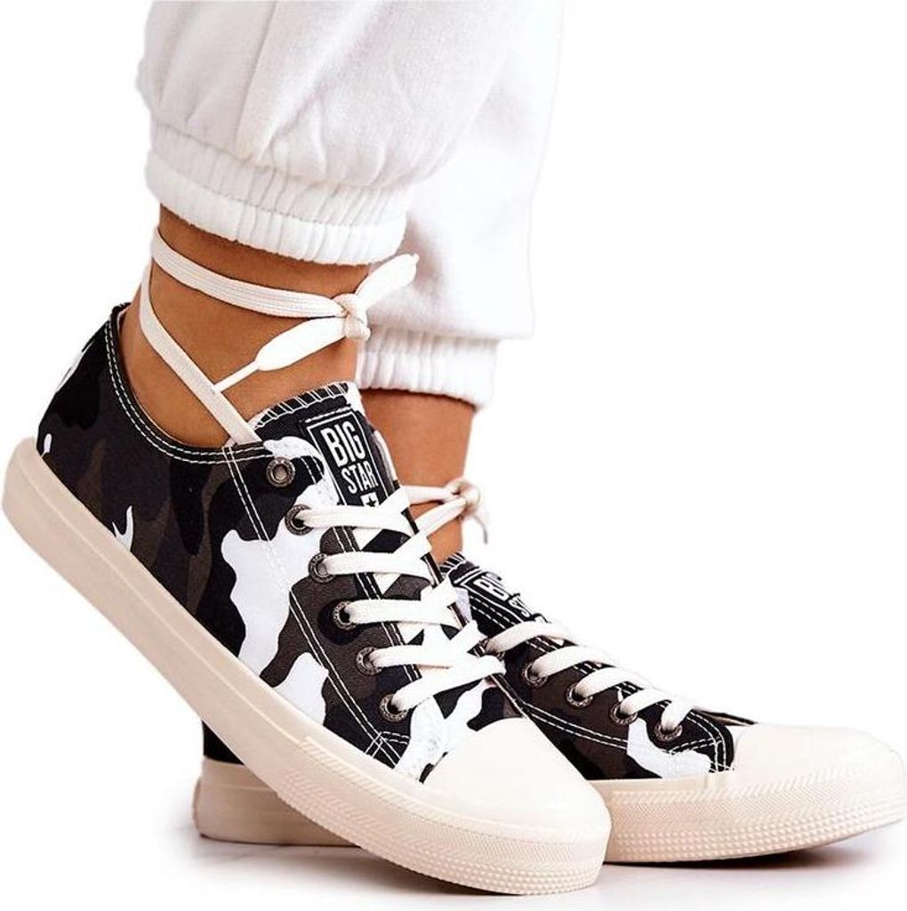 Damen Moro Stoff Turnschuhe BIG STAR JJ274237 Weiß Grau 37