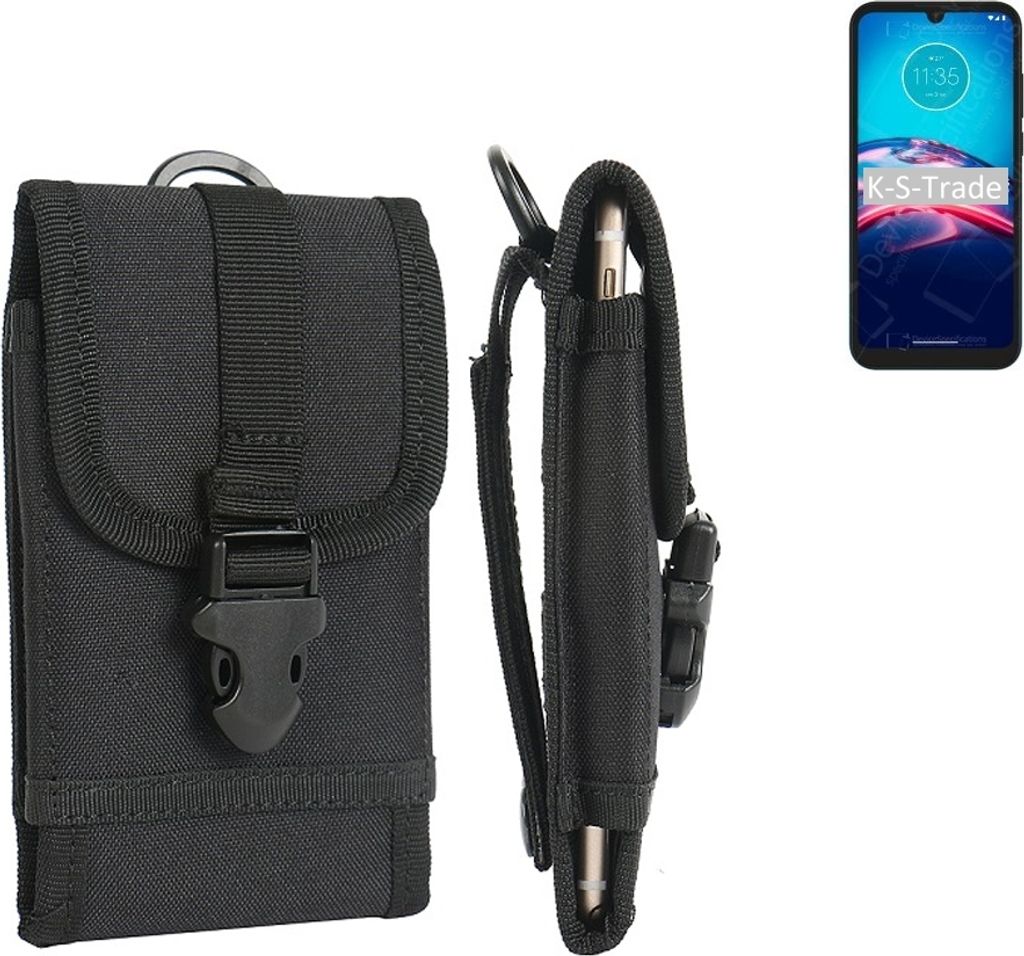 K-S-Trade Holster Handy Hülle kompatibel mit Motorola Moto E6S 2020 Holster Handytasche Gürtel Tasche Schutz Hülle Robust Outdoor schwarz