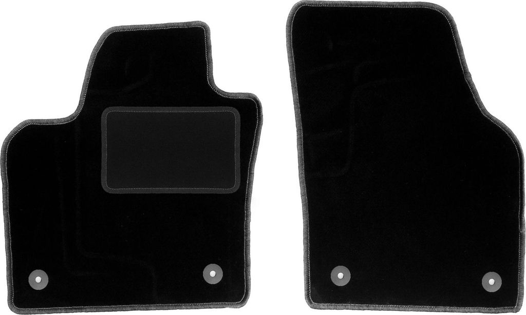 Velours-Fußmatten Vorne passend für Volkswagen Polo VI (Schrägheck, Bj. 2017-) – schwarz, passgenau, mit Befestigungen set 2 Stk. - STANDARD