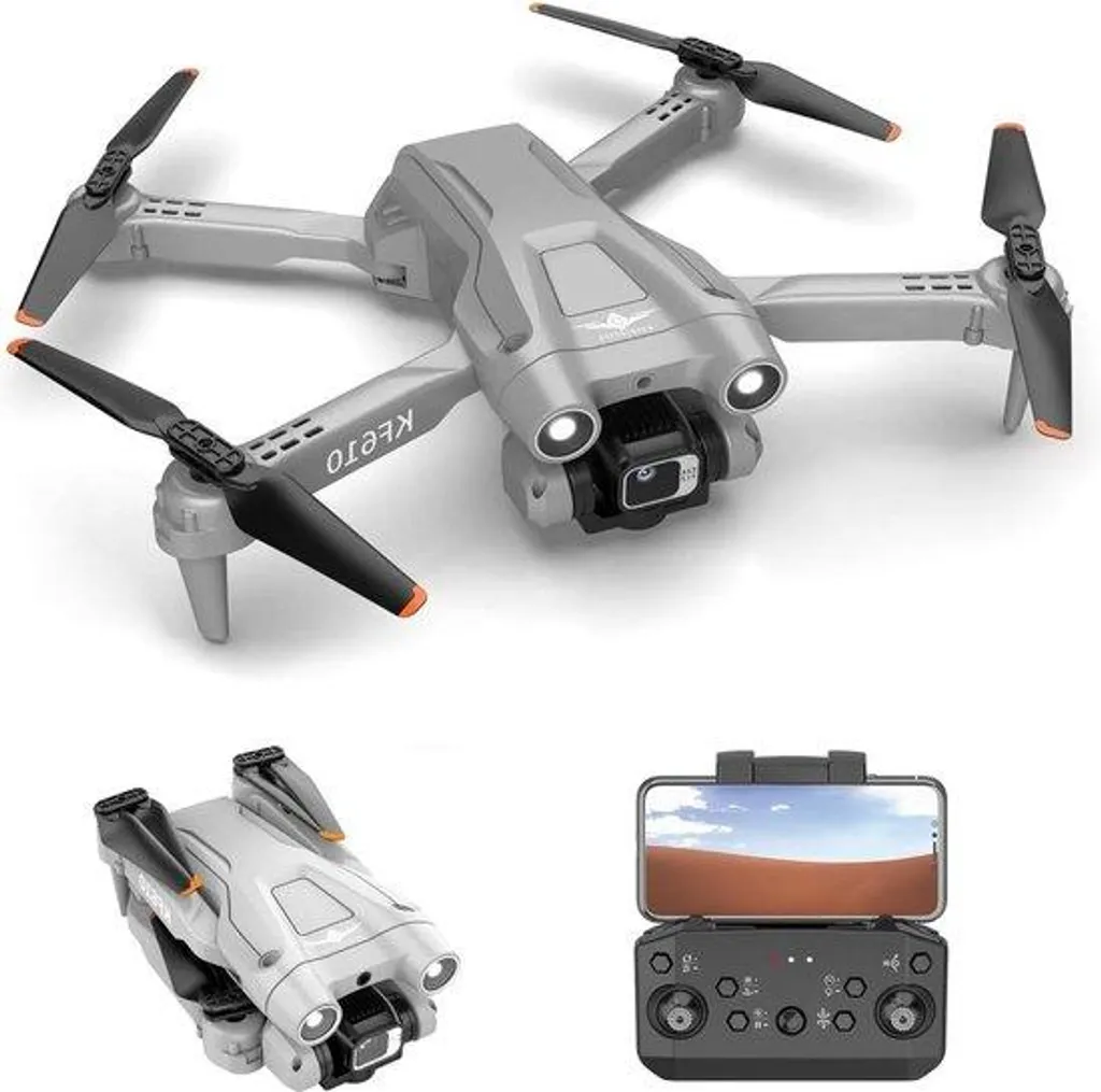 Drone Pliable Gris avec Double Caméra 480P et Évitement d'Obstacles Pro