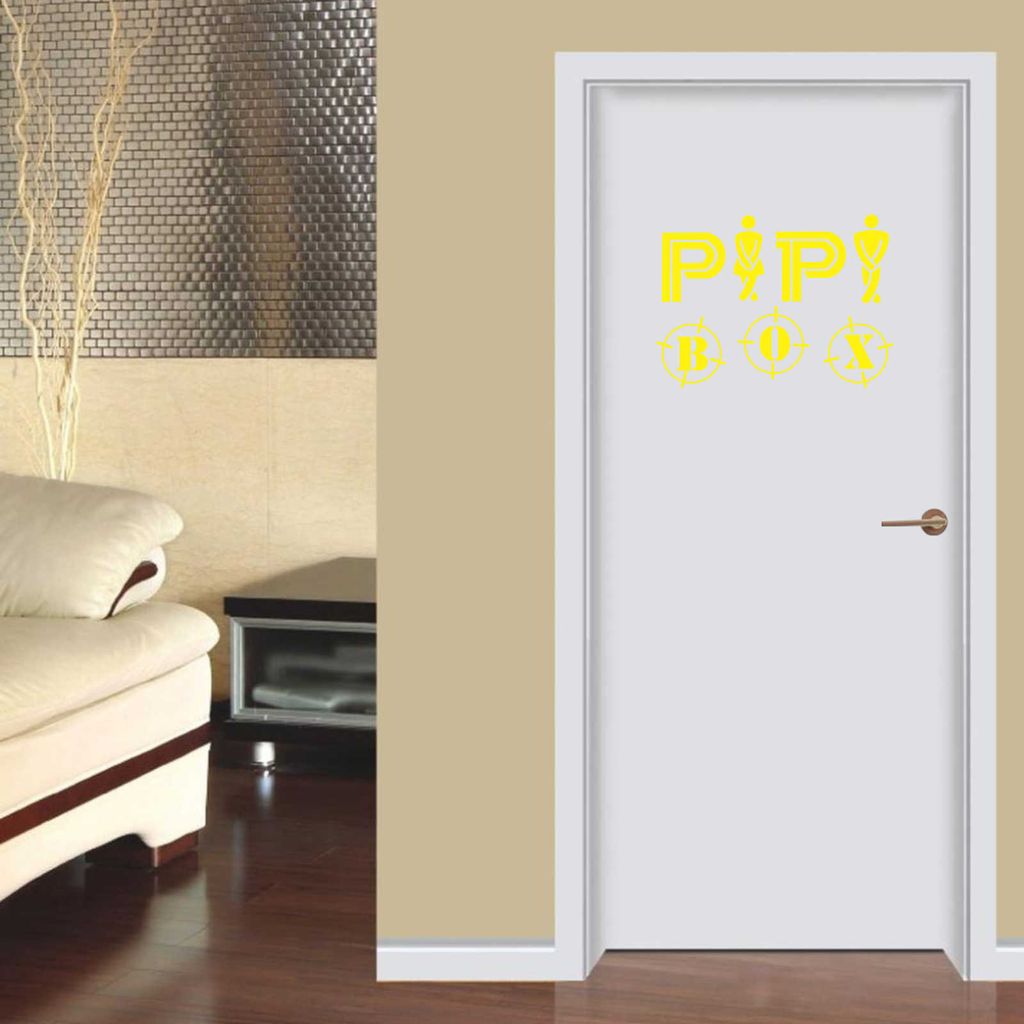 Wandtattoo - Wandaufkleber - Tür- Wandtattoo "Pipi Box" - 50cm x 36cm gelb - Dekoration Küche Wohnzimmer Wand