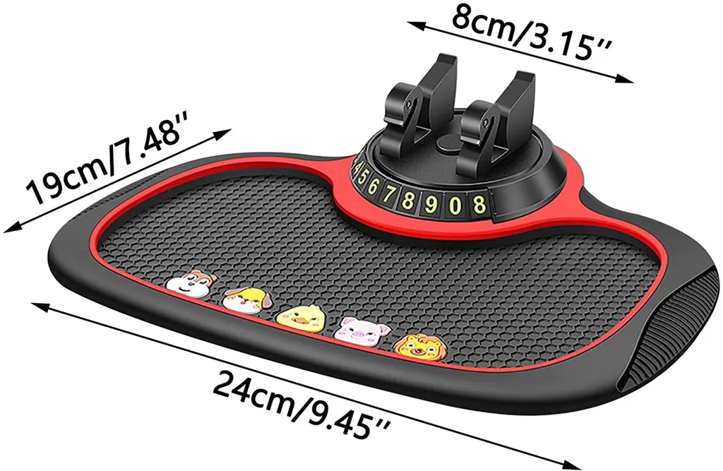 Multifunktions Auto Anti-Rutsch Matte - Mit 360° Handyhalter & Parknummer
