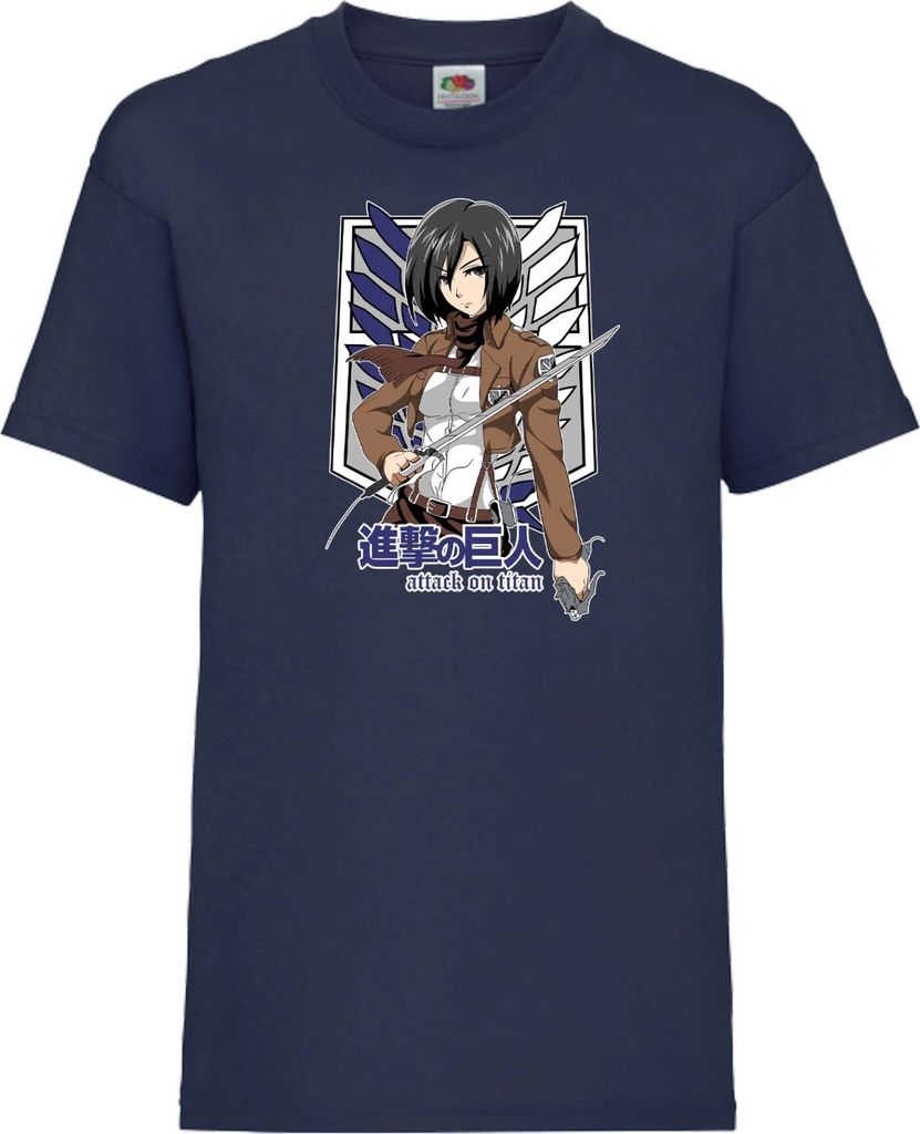 Kinder T-Shirt Attack Anime On Titan Mikasa Ackerman 01 Ackerman Mikasa, 3-4 Jahr - 104 / Dunkelblau