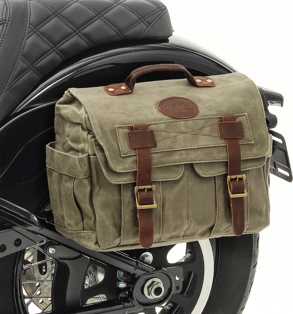 Motorrad Satteltasche Canvas mit Innentasche CV1 Seitentasche army gre