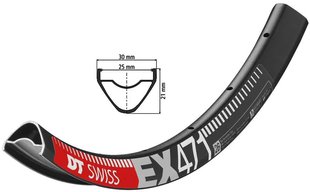 Jante DT Swiss EX 471 Anti-Chocs 26 pouces 32 Trous pour Roue Solide