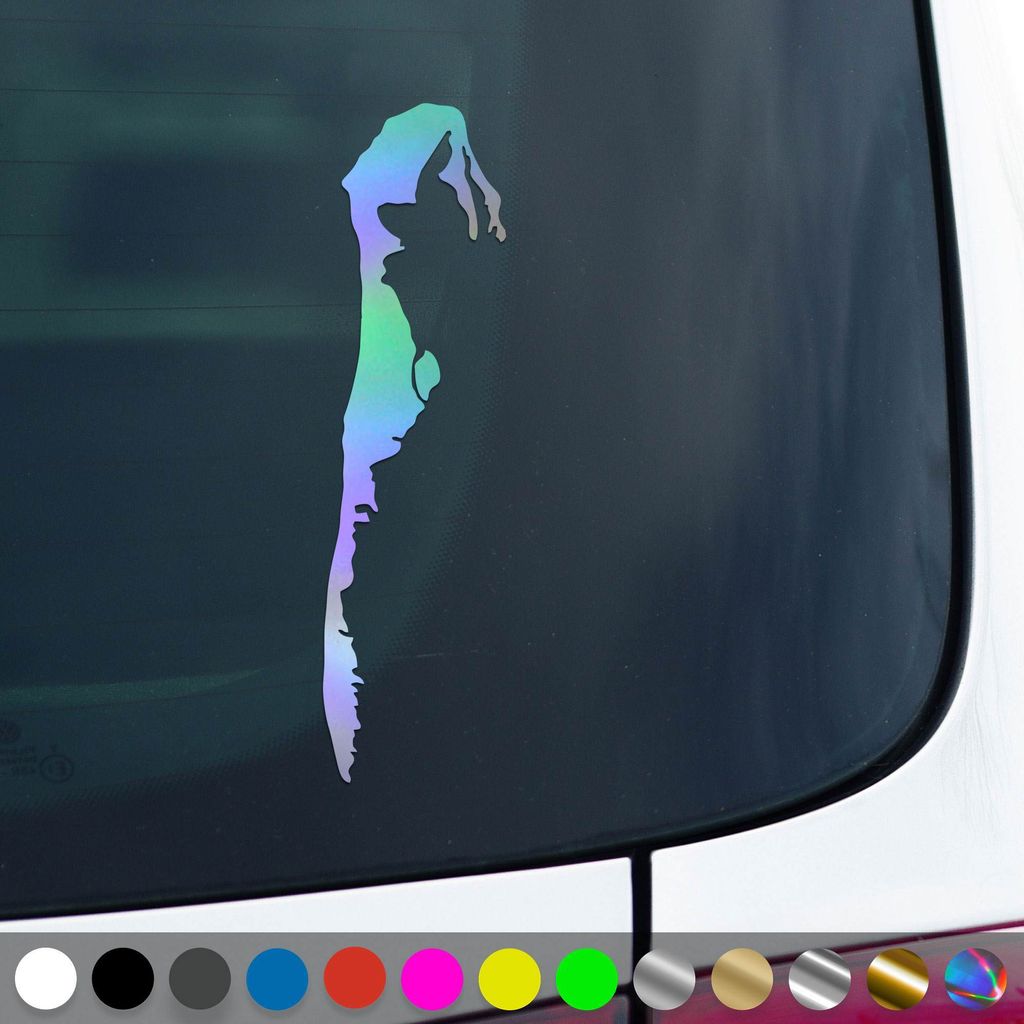 PantherPixel Insel Hiddensee Aufkleber Ostsee Umriss Maritim Sticker Auto Geschenkidee Farbe Oilslick-Hologramm