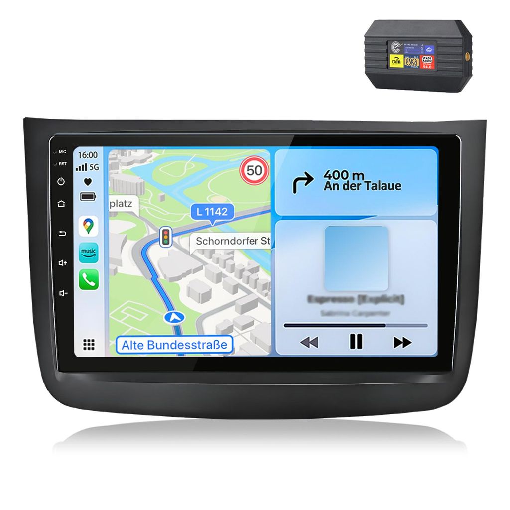 10-inch CarPlay autoradio met DAB+, GPS-navigatie, 4G, Productafbeelding 