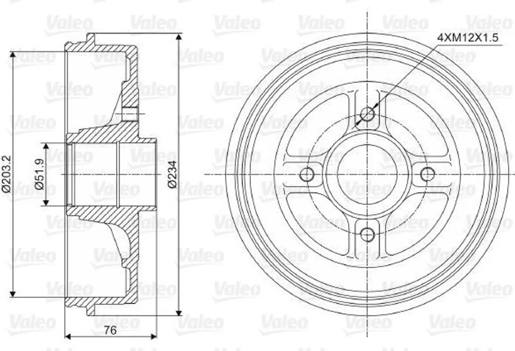 Tambour de frein arrière compatible Megane et Twingo Valeo 237008
