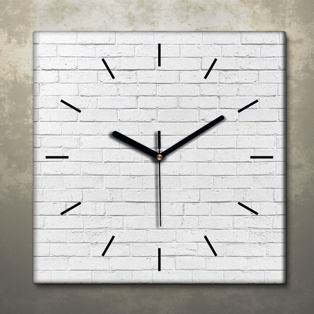 Wohnzimmer Leinwand Uhr Geräuschlos Küche 30x30 Ziegel, Motive, Wand, Textur, schwarze Zeiger