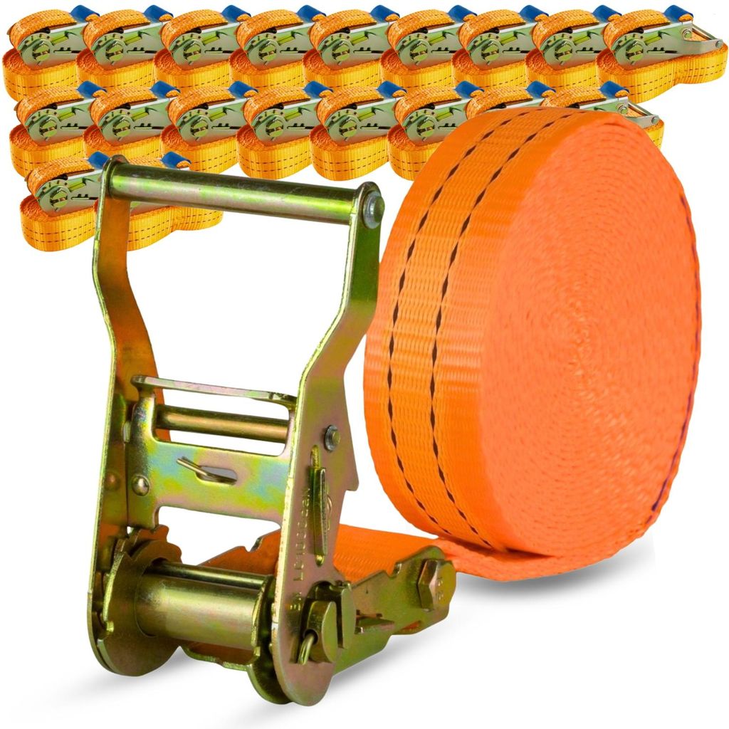Safetytex 20x Spanngurt 6 Meter 35mm 2000kg einteilig LKW Anhänger Zurrgurt orange