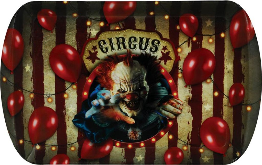 Horrorclown Circus Tablett als Halloween Tischdeko
