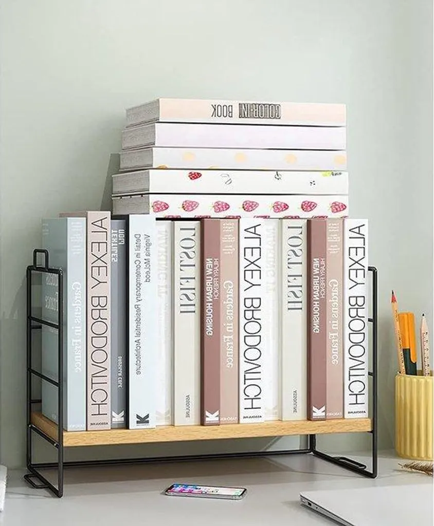 Bibliothèque de table multifonctionnelle en bois pour rangement bureau