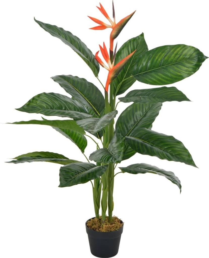 The Living Store Künstliche Pflanze Strelitzia mit Topf Rot 100 cm