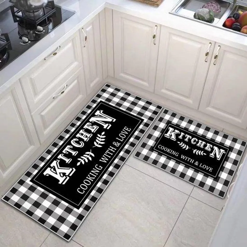 Lot de tapis de cuisine imperméable et tapis de porte antidérapant