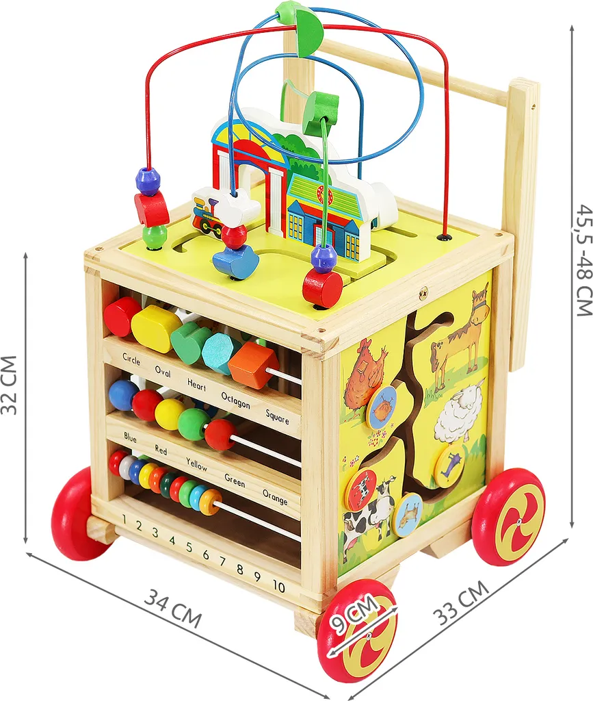 Trotteur Bébé en Bois et Poussette de Marche Chariot Mobile de Jeu - 2