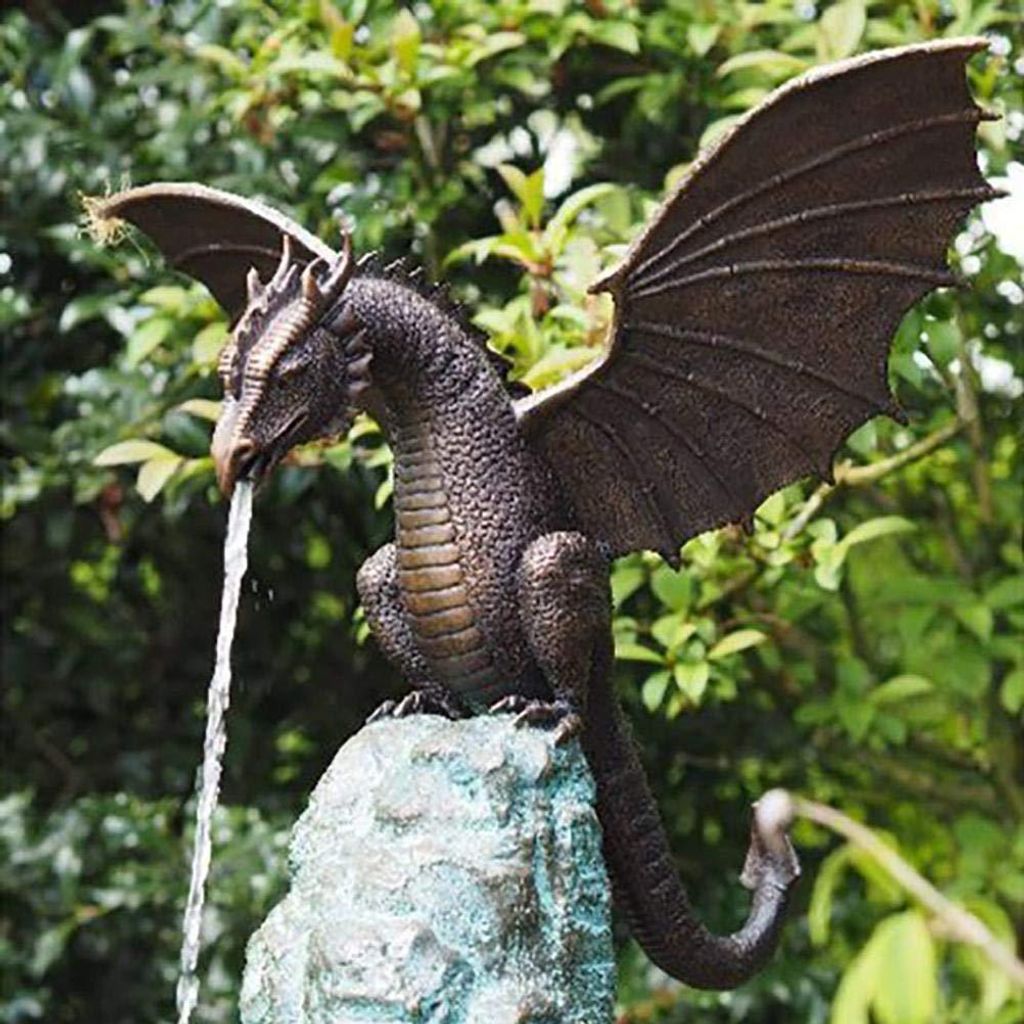 Drachenbrunnenfigur, Gartenfigur, Skulptur, Brunnen, Drache Produktbild 