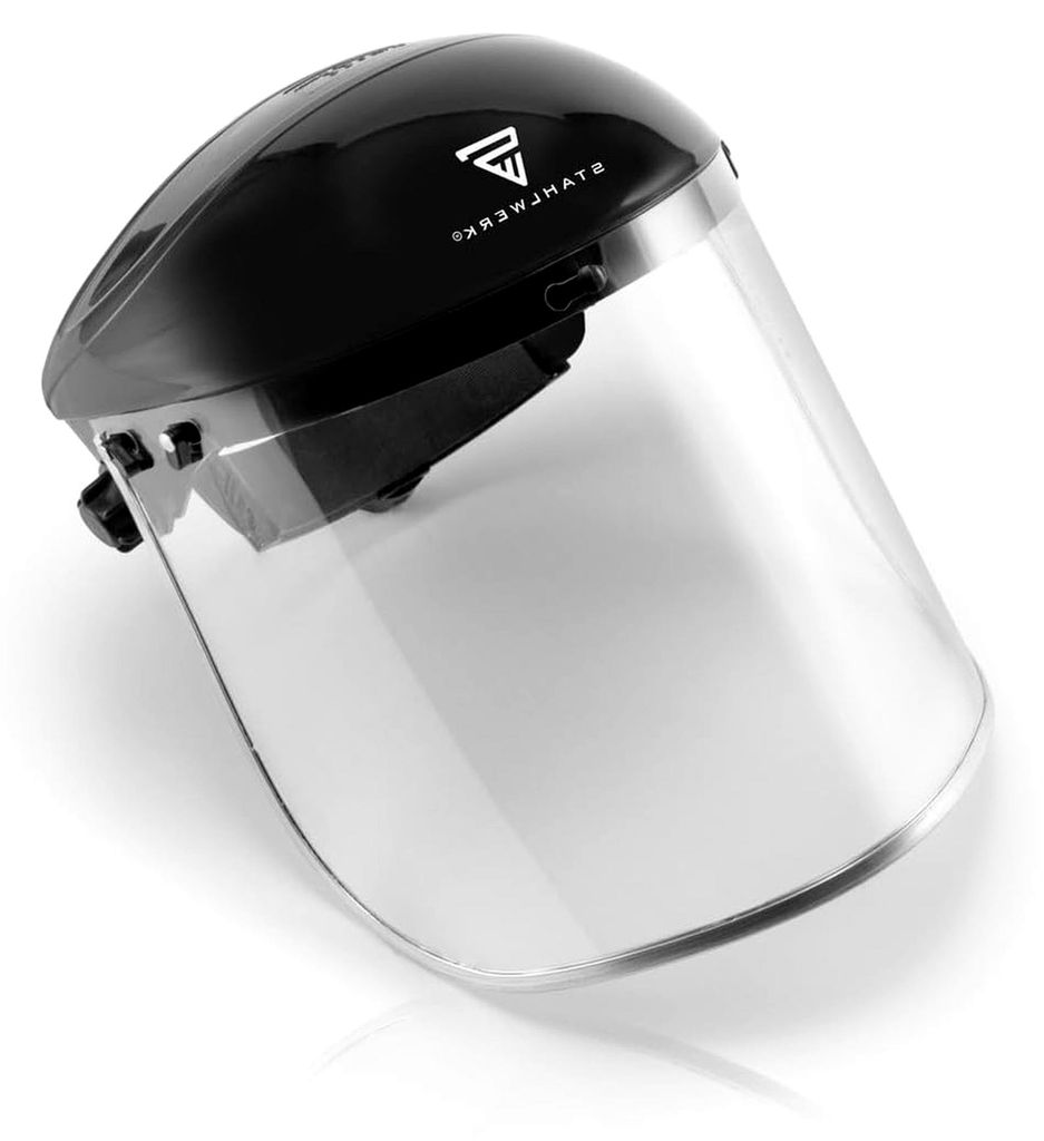 Gesichtsschutzschild – verstellbar, leichtes Schleifvisier aus Polycarbonat, großes Sichtfeld, Schutz bei Schleifarbeiten an Metall, Holz und Ku...