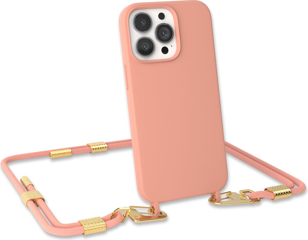 EAZY CASE Handykette Silikon mit Clips 2 in 1 kompatibel mit Apple iPhone 13 Pro Handyhülle mit Umhängeband, Handykordel mit Silikon, Hülle mit ...